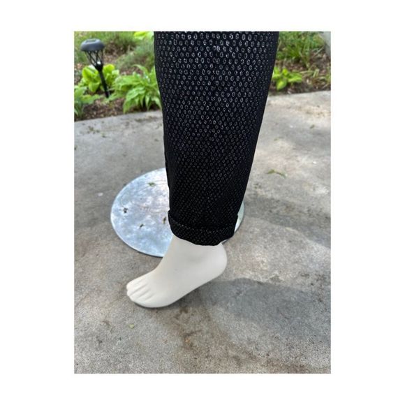 Lord & Taylor Kelly Pull On Black Stretch Trousers Silver Metallic Flat Front 14 - Picture 8 of 14